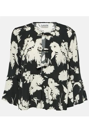 Ganni Blusa in crêpe con motivo floreale