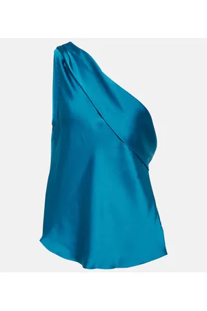Simkhai Top monospalla Lexy in raso drappeggiato