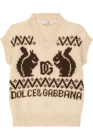 Dolce & Gabbana Gilet in lana e alpaca con intarsio