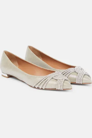 Aquazzura Ballerine Gatsby in raso con cristalli