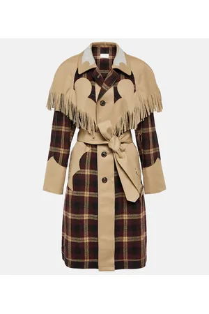 Maison Margiela Trench a quadri con frange