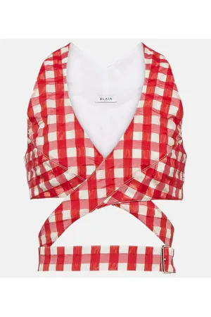 Alaïa Alaïa Top cropped Vichy a quadri con cut-out
