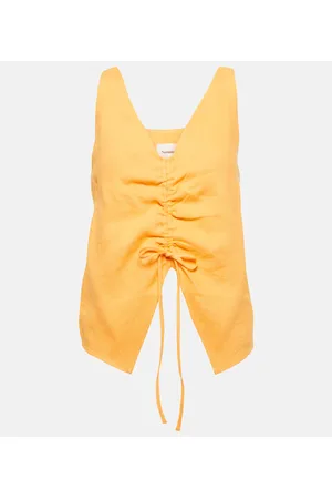 Nanushka Top in lino con ruches
