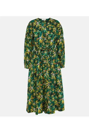 ULLA JOHNSON Abito midi Adalie in popeline di cotone