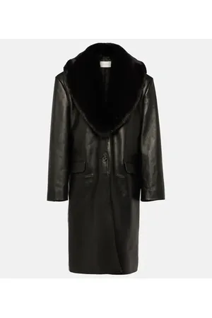 MAGDA BUTRYM Cappotto in pelle con pelliccia sintetica