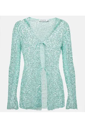 Self-Portrait Cardigan in mesh con paillettes
