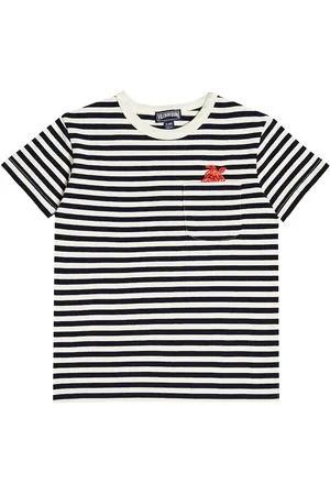 Vilebrequin T-shirt in cotone a righe con ricamo