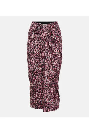 Marant Etoile Gonna midi in jersey con ruches stampa