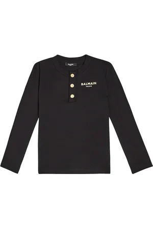 Balmain Top in cotone e lana con logo