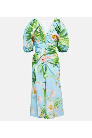 Carolina Herrera Abito midi in misto cotone con stampa