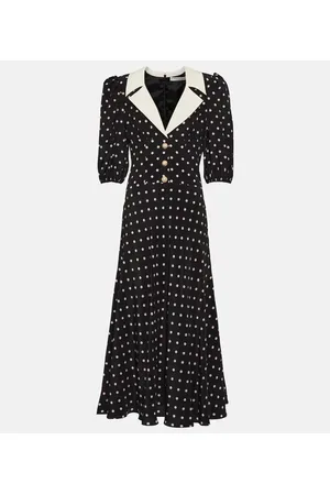 Alessandra Rich Abito midi in seta a pois