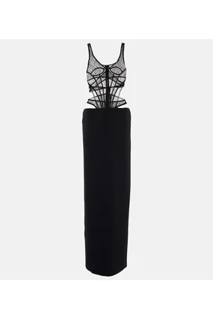 DAVID KOMA Abito lungo a corsetto in pizzo