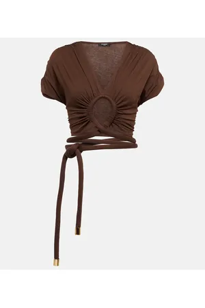 Balmain Top in jersey con cut-out e cordini