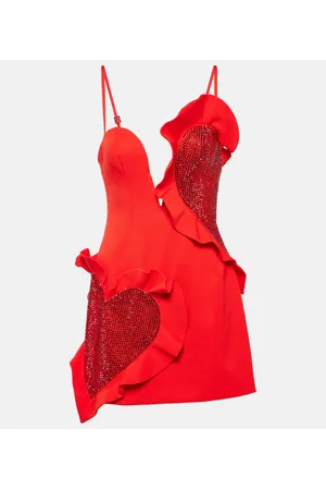 AREA Abito mini in lana con cristalli