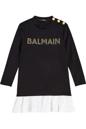 Balmain Abito in jersey di cotone con logo