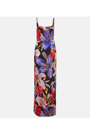 DRIES VAN NOTEN Abito lungo in misto seta con stampa