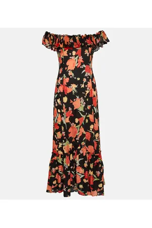 RIXO London Abito midi June con stampa floreale