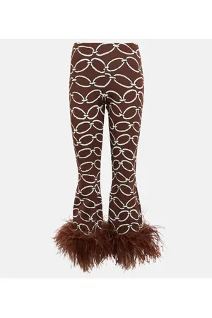 VALENTINO Pantaloni con stampa e piume