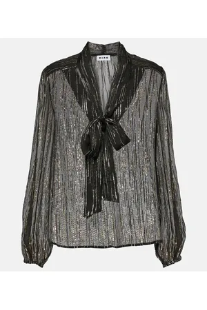 RIXO London Blusa Moss in jacquard metallizzato