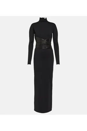 Alaïa Alaïa Abito lungo in jersey con pelle
