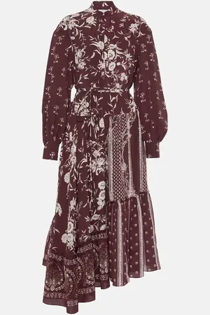 Erdem Abito midi in seta stampata con volant