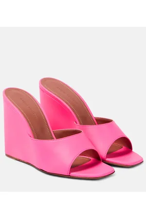 Amina Muaddi Mules con zeppa Lupita in pelle