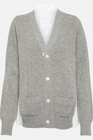 SACAI Cardigan in cotone a pieghe