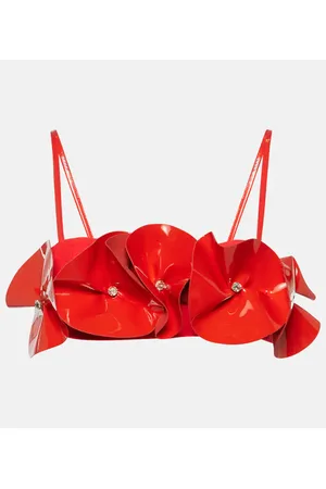 DAVID KOMA Top in crêpe di lana con applicazioni floreali