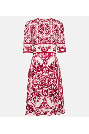 Dolce & Gabbana Abito midi in charmeuse di misto seta con stampa