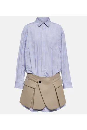 SACAI X Thomas Mason - Abito chemisier in cotone e lana