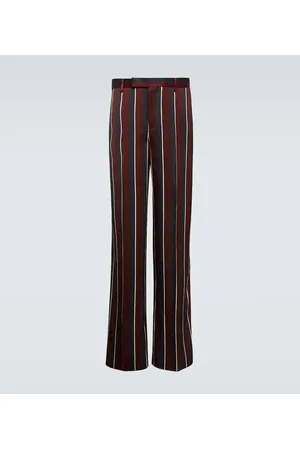 VERSACE Pantaloni a vita alta in crêpe a righe