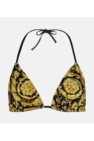 VERSACE Top bikini con stampa Barocco