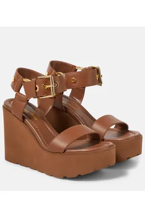 Gianvito Rossi Sandali in pelle con zeppa
