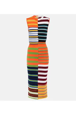 Marni Abito midi in lana a righe