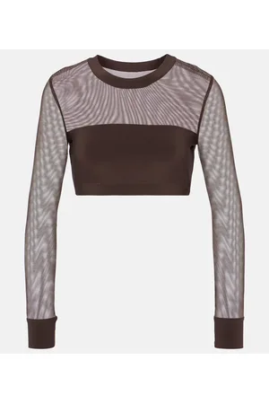 Norma Kamali Top cropped con pannelli in mesh