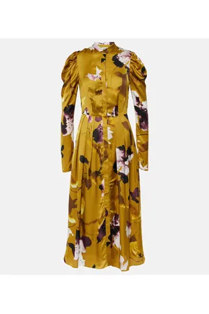 Erdem Abito midi in raso con stampa