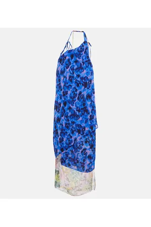 DRIES VAN NOTEN Abito midi monospalla con stampa