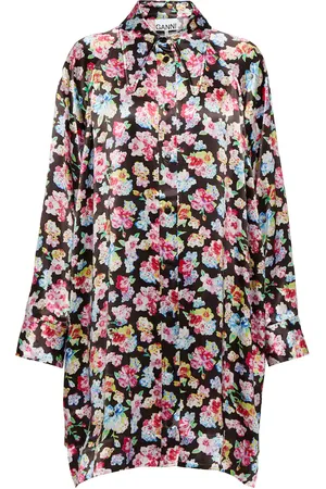 Ganni Camicia in raso con stampa floreale
