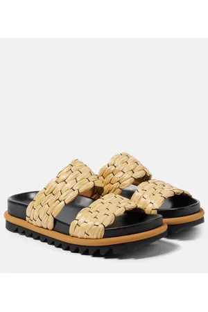 DRIES VAN NOTEN Sandali in rafia e pelle intrecciata
