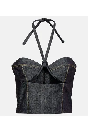 The Mannei Bustier Aspos in denim con cut-out