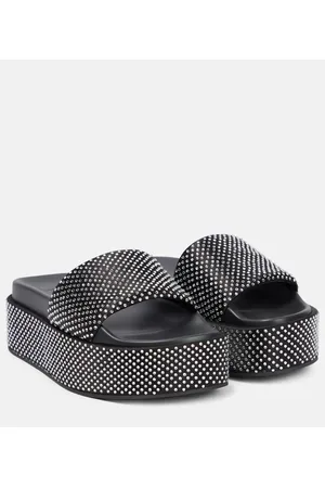 VERSACE Sandali in raso con platform e cristalli