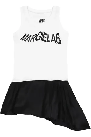Maison Margiela Abito in jersey di cotone e raso con logo