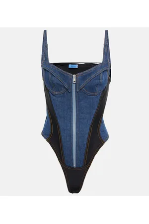 MUGLER Body di jeans con pannelli