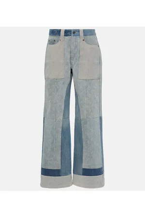 Marine Serre Jeans patchwork a gamba larga