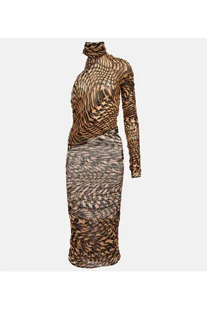 MUGLER Miniabito in mesh con cut-out e stampa