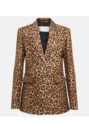 VALENTINO Blazer Crêpe Couture con stampa leopardata