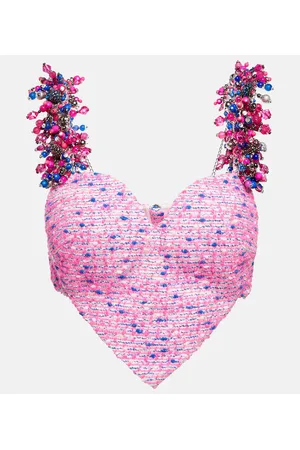 AREA Top cropped con cristalli