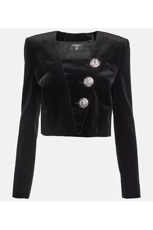 Balmain Blazer cropped in velluto