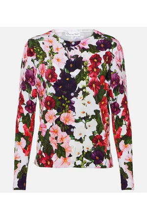 Oscar de la Renta Cardigan in misto cotone con stampa
