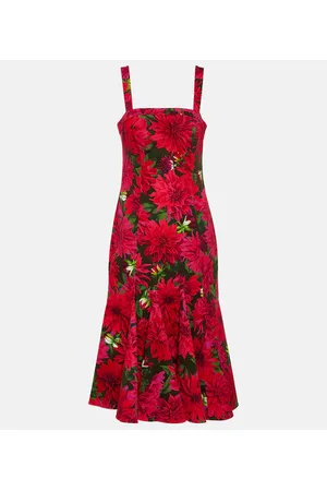 Oscar de la Renta Abito midi in popeline di misto cotone